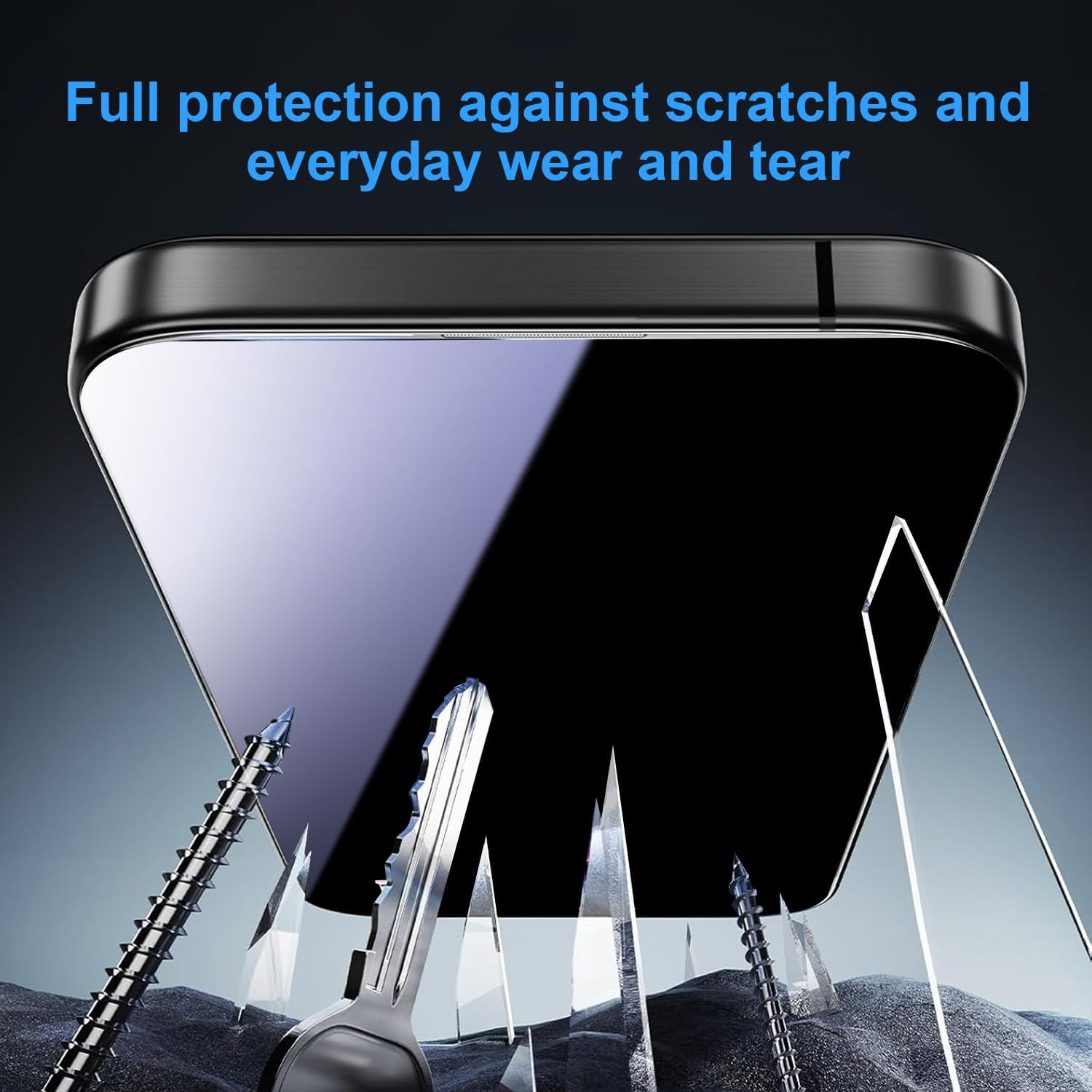 OneFish for iPhone 15/16 Privacy Screen Protector, 4-Way 360° Anti-Spy Tempered Glass, 9H Hardness, HD Clear Anti-Fingerprint 3D Curved Edges, Case-Friendly & Easy Installation [2 Pack]