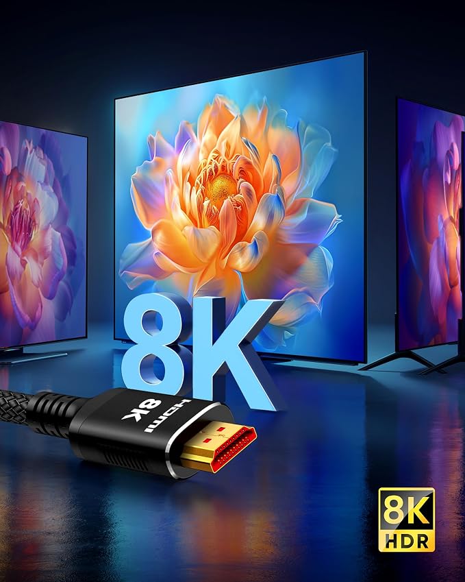Snowkids 8K HDMI Cable 6.6 ft, Non-Slip Nylon Braided, 48Gbps Ultra High-Speed - Image 9