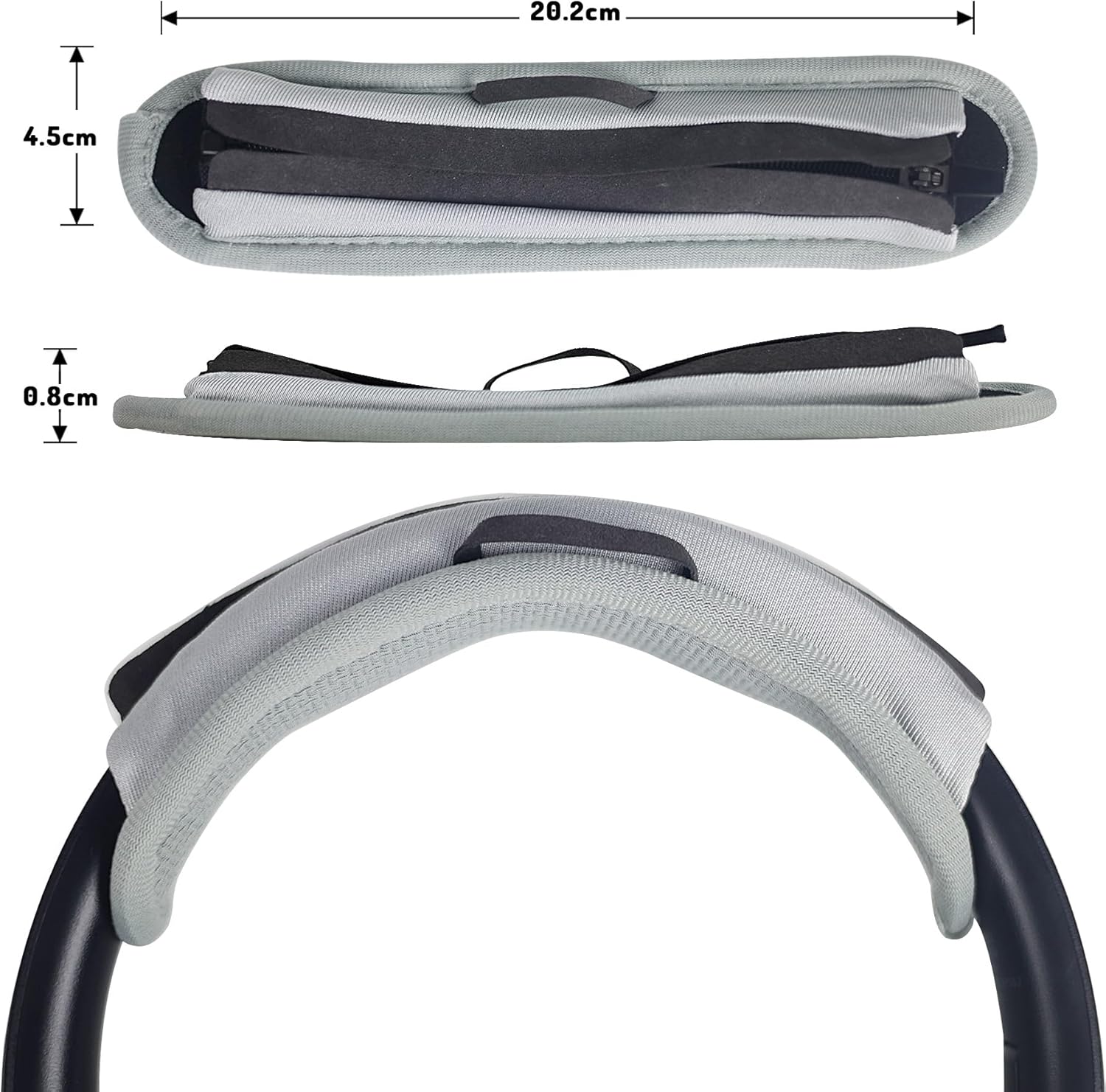 Adhiper Universal Headphone Headband Cover for Sony Beats Bose Soundcore HyperX ATH Skullcandy JBL Jabra, Headband Cover Protector for Sony XM6, XM5, XM4 & Beats Studio Pro/Solo4 Headphones - Gray