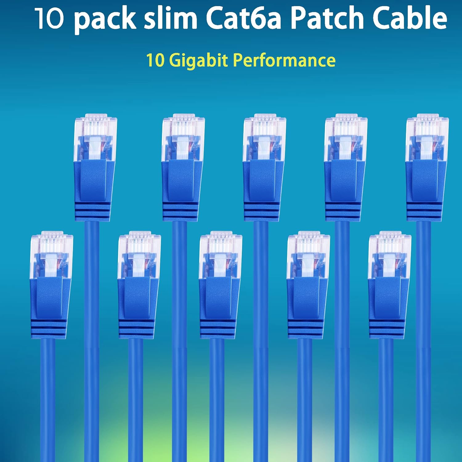 Rapink Patch Cables Cat6a 7ft (10 Pack) Slim, Cat6a Ethernet Patch Cable 10G Support, Snagless Cat 6 Patch Cable for Patch Panel to Switch, Flexiable Cat 6a Ethernet Cable with Gold Plated