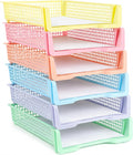 Set of 6 Pastel Turn in Trays for Teachers Stackable Classroom Paper Letter by CHUNNIN