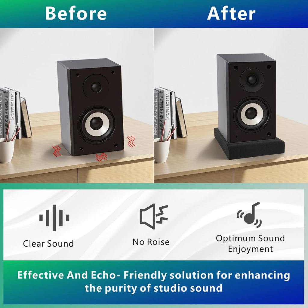 JBER 2 Pack Acoustic Isolation Pads, Studio Monitor Speaker Isolation Foam Pads, High Density Acoustic Foam Suitable for 3-4.5 Inch Speakers for Sound Improvement Prevent Vibrations (8 * 6.3 * 1.4")