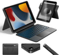 HOU iPad 9th Generation Case with Keyboard(8th/7th gen),iPad Air 3 & Pro 10.5" 360° Rotatable&Detachable Combo,Ultra-Silent Keys,7-Color Backlit,50H Battery,Lightweight Cover,Portrait/Landscape,Black