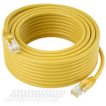 Cat5e Ethernet Cable 25 FT, Long Cat 5e Internet Cable, Yellow Snagless Patch Cord, Flexible, Network, LAN, PoE, Standard RJ45 Connector for PC, Server, Router, Modem, TV, PS5 - with 15 Cable Ties