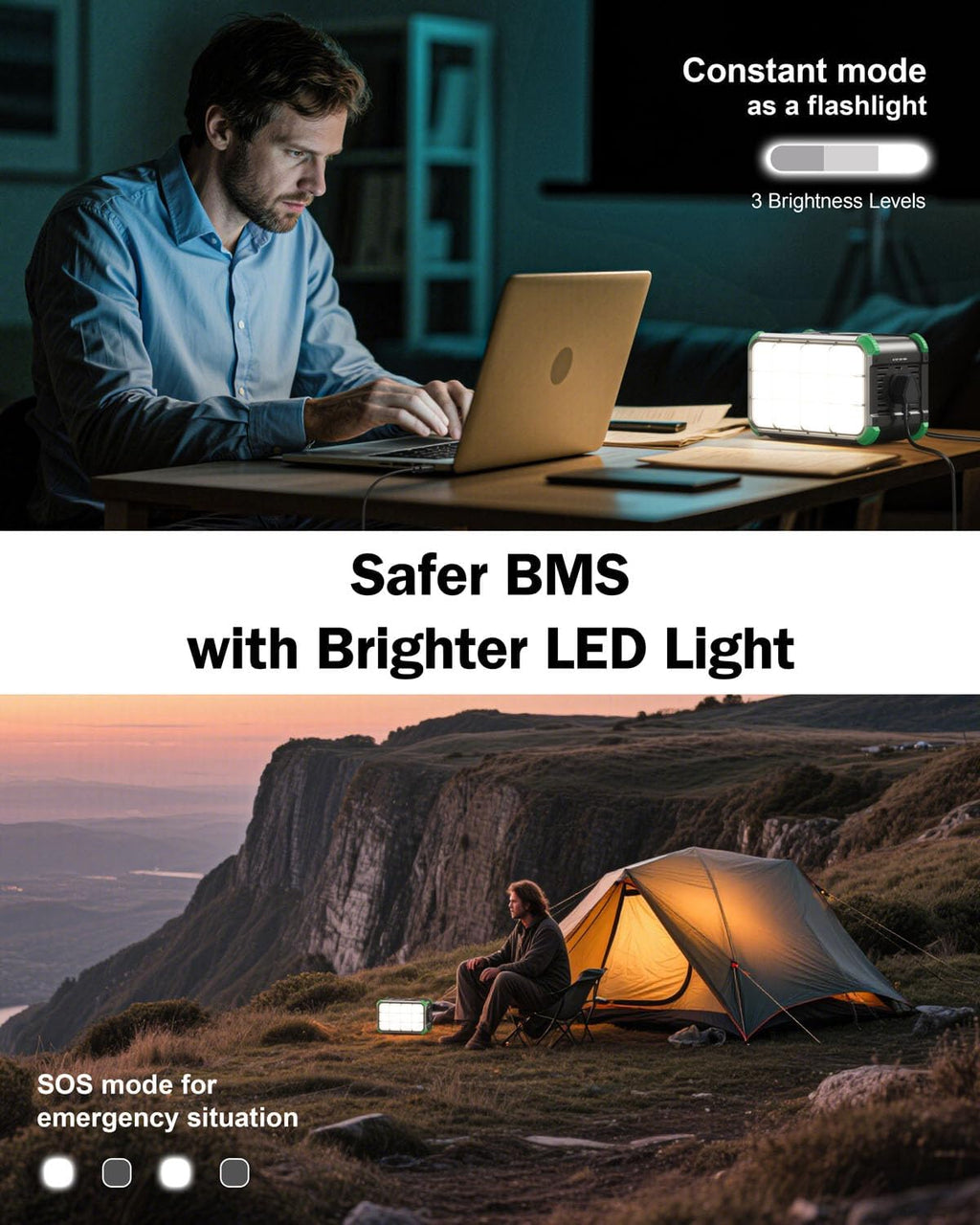 BROWEY Portable Power Station 153Wh Small Solar Generator with Hand Crank 120V 150W AC Outlet Lithium Battery Power Bank, Wireless Charging Emergency Charger for Outdoor Camping Travel Home Backup