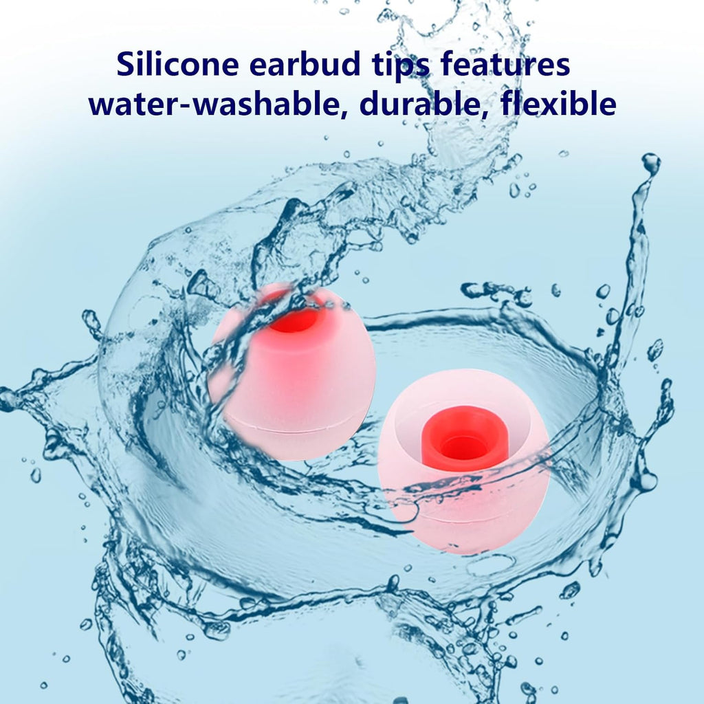 Earbud Replacement Tips Silicone Earbud Tips Earbud Covers Fit for in-Ear Headphones (Inner Hole 3.8mm -5.1mm) Eartips Earbud Rubber Tips 9 Pairs S/M/L, transparent/Red