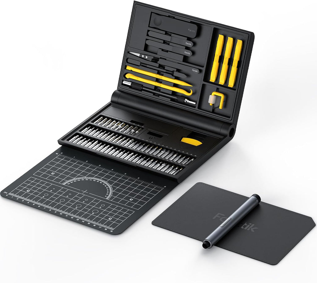 Fanttik Electric Screwdriver Kit, Precision Screwdriver Set, 64 Magnetic Bits, 12 Types Fix Tools, 0.05/0.2 N.m, Repair Tool for Phone Laptop Watch Electronics - E1 NEX Workstation