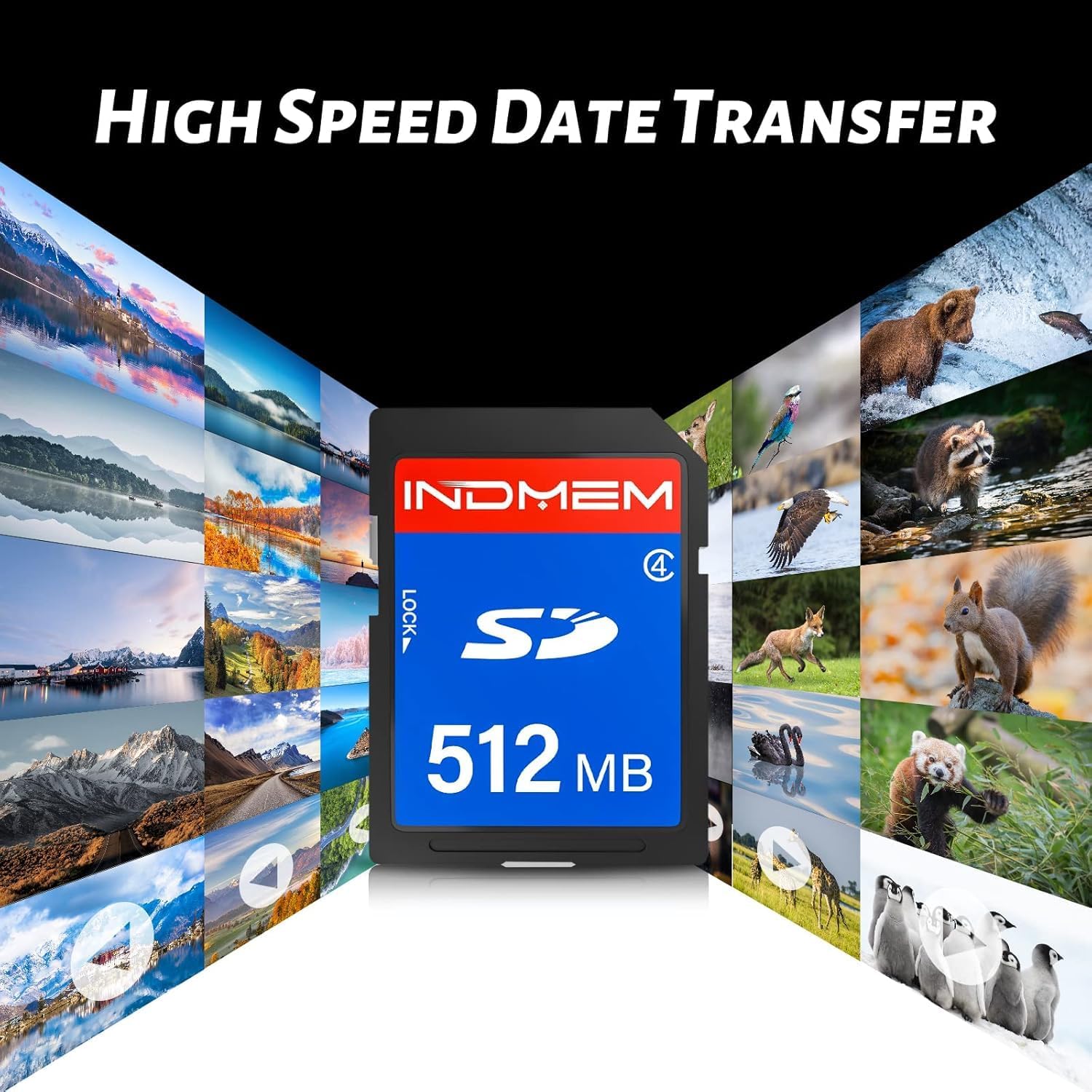 INDMEM SD Card 512MB, 6 Packs Class 4 512MB Flash Memory Card MLC Standard Secure Digital Cards Camera Cards