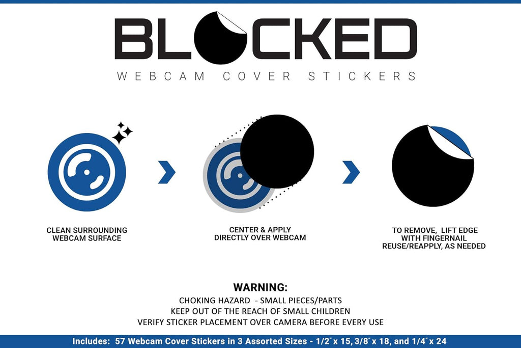Stackable Webcam/Camera Vinyl Covers | 57 Low-Tack Restickable Webcam Sticker | Multiple Sizes | White 57-Pack (Ultra Glossy)