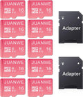 JUANWE 16GB Micro SD Card 10 Pack microSDHC Memory Card with SD Adapter, C10, U1,TF Card 16GB for Dash Cam, Security Camera, Pink