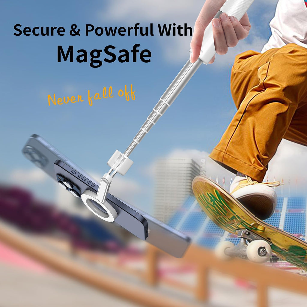 SEAJIC Magnetic Selfie Stick Tripod with Remote,54" Phone Tripod Compatible with MagSafe,Fit for iPhone 12/13/14/15 Series,Magsafe Case and Other Phones with Metal Ring