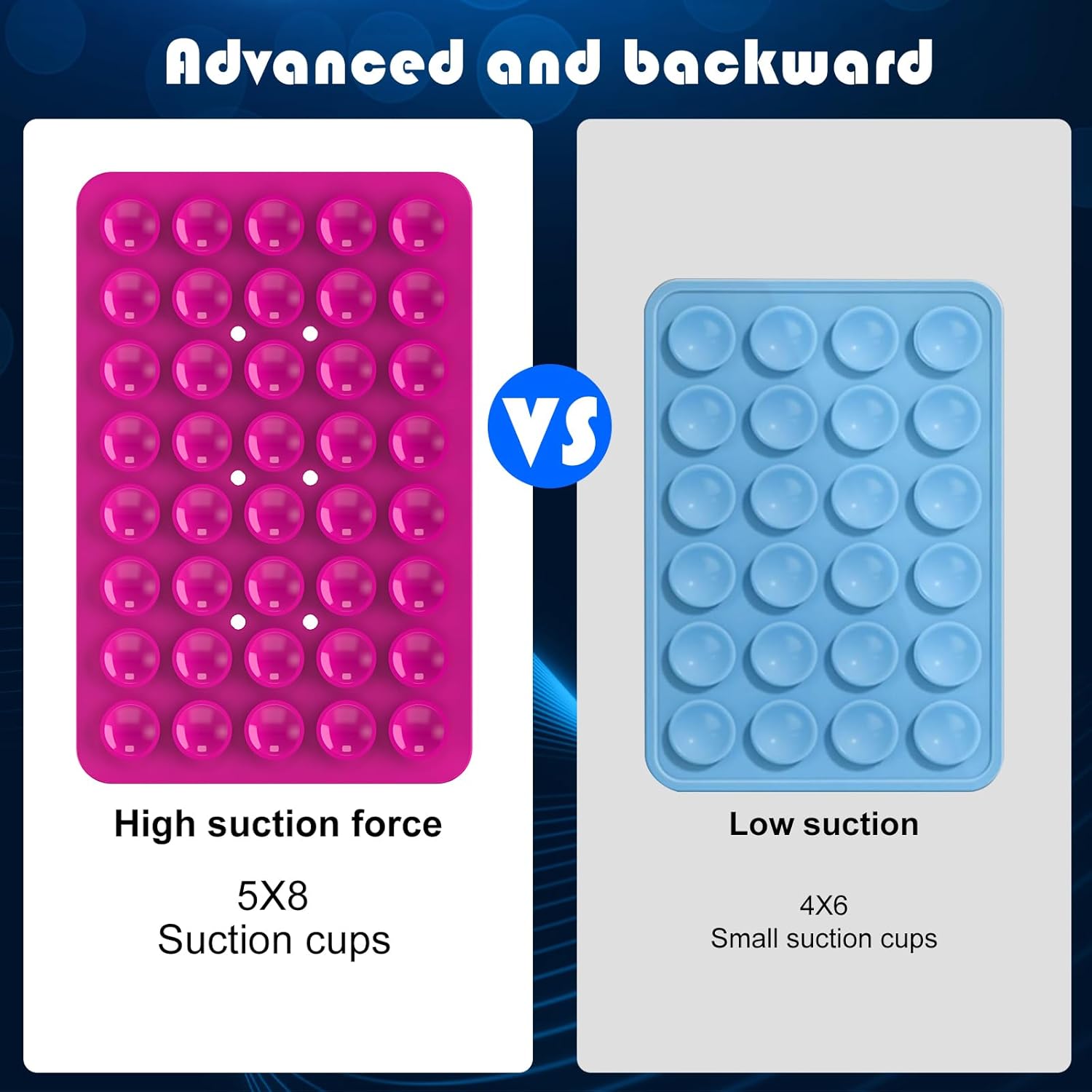 2PACK Silicone Double Sided Suction Phone Case Mount, Detachable Hands Free & Strong Grip Holder for Selfies & Videos, Compatible iPhone Android (Rose Red, 2Pack 40 Suction Cups)