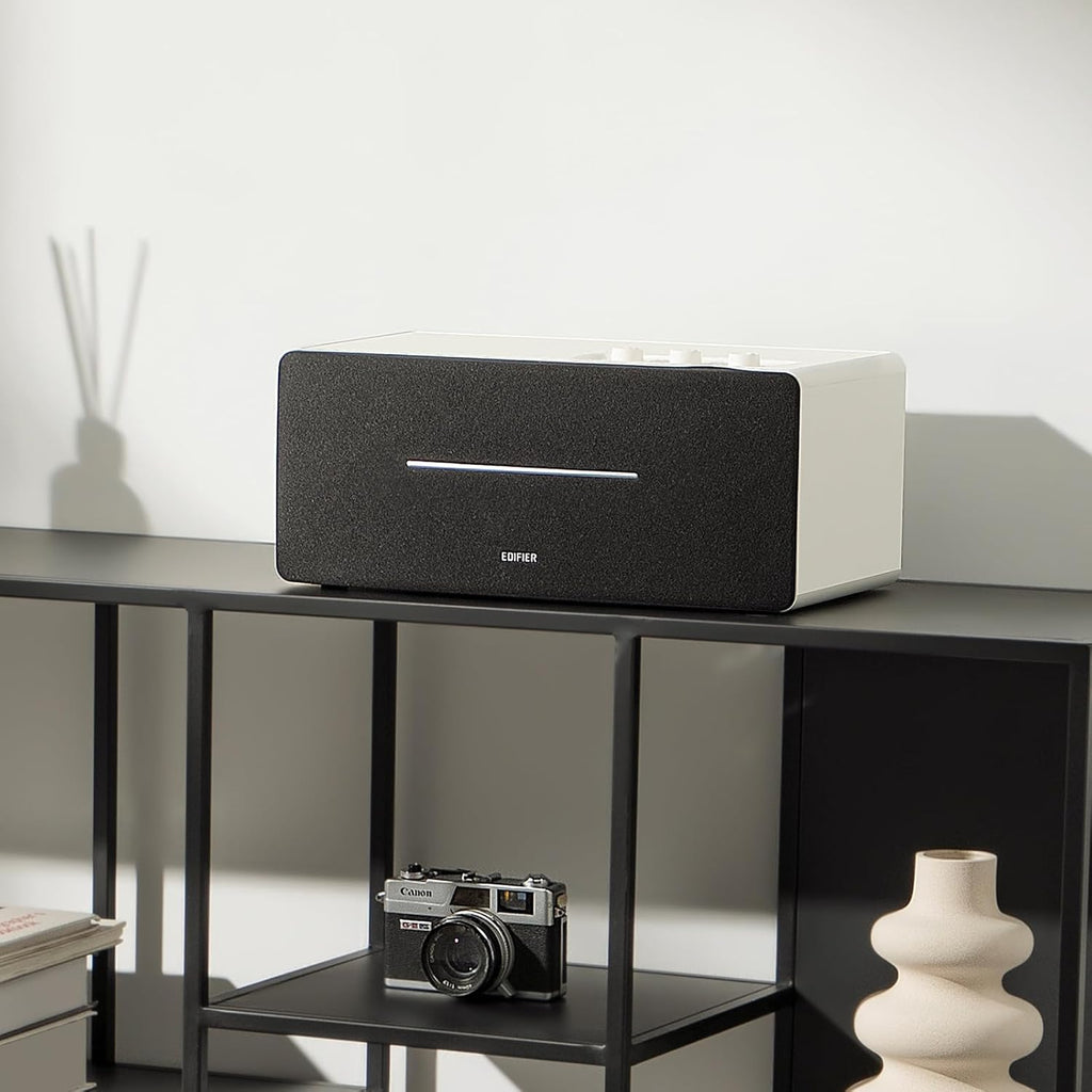 Edifier D12 Integrated Desktop Computer Speakers with Bluetooth 5.0, Wireless Stereo Tabletop Speaker 70 Watts RMS with Subwoofer Line Out, RCA, Aux Input for PC Monitor Laptop (White)