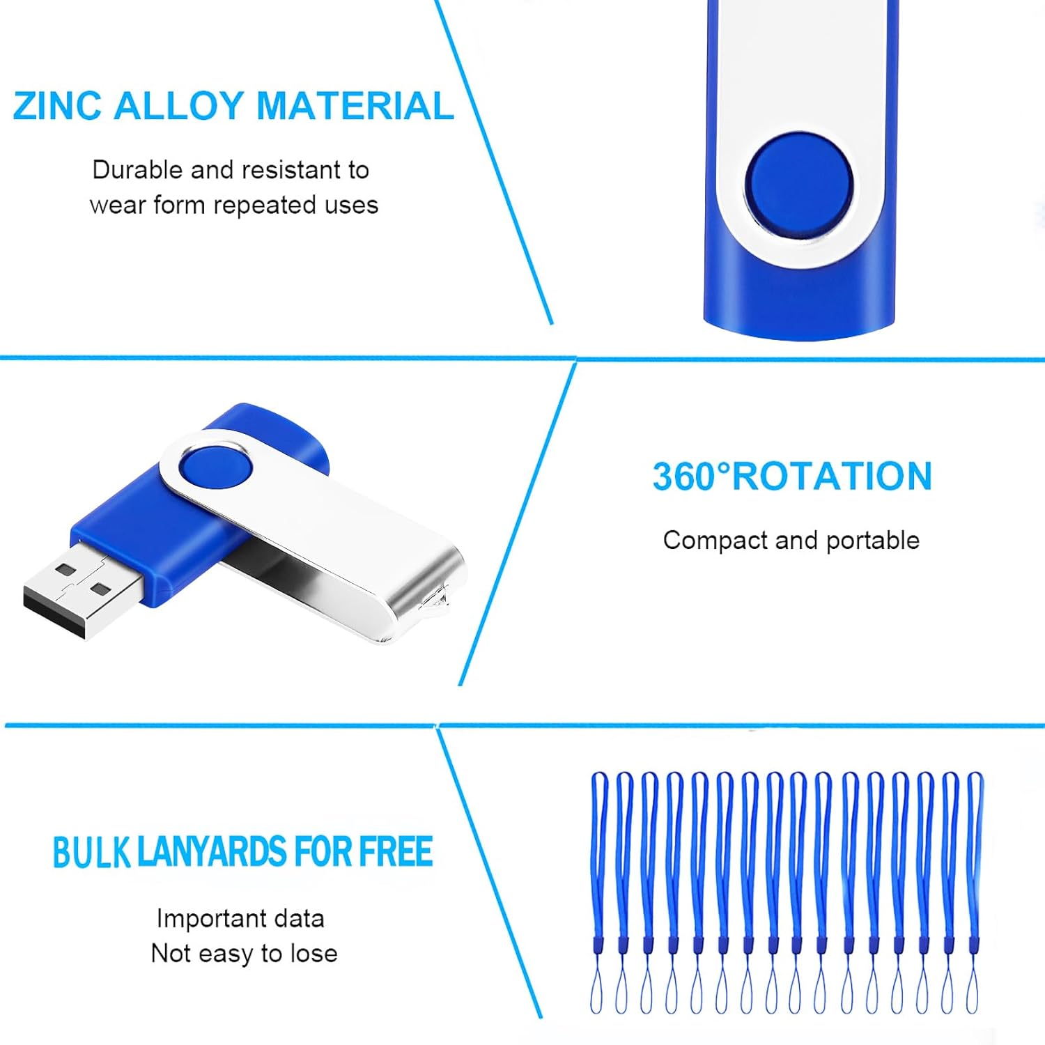 200 Packs of 16GB Flash Drives Bulk EASTBULL Flash Drives Pack 16GB USB2.0 Thumb Drives Bulk with Strings (200PCS)