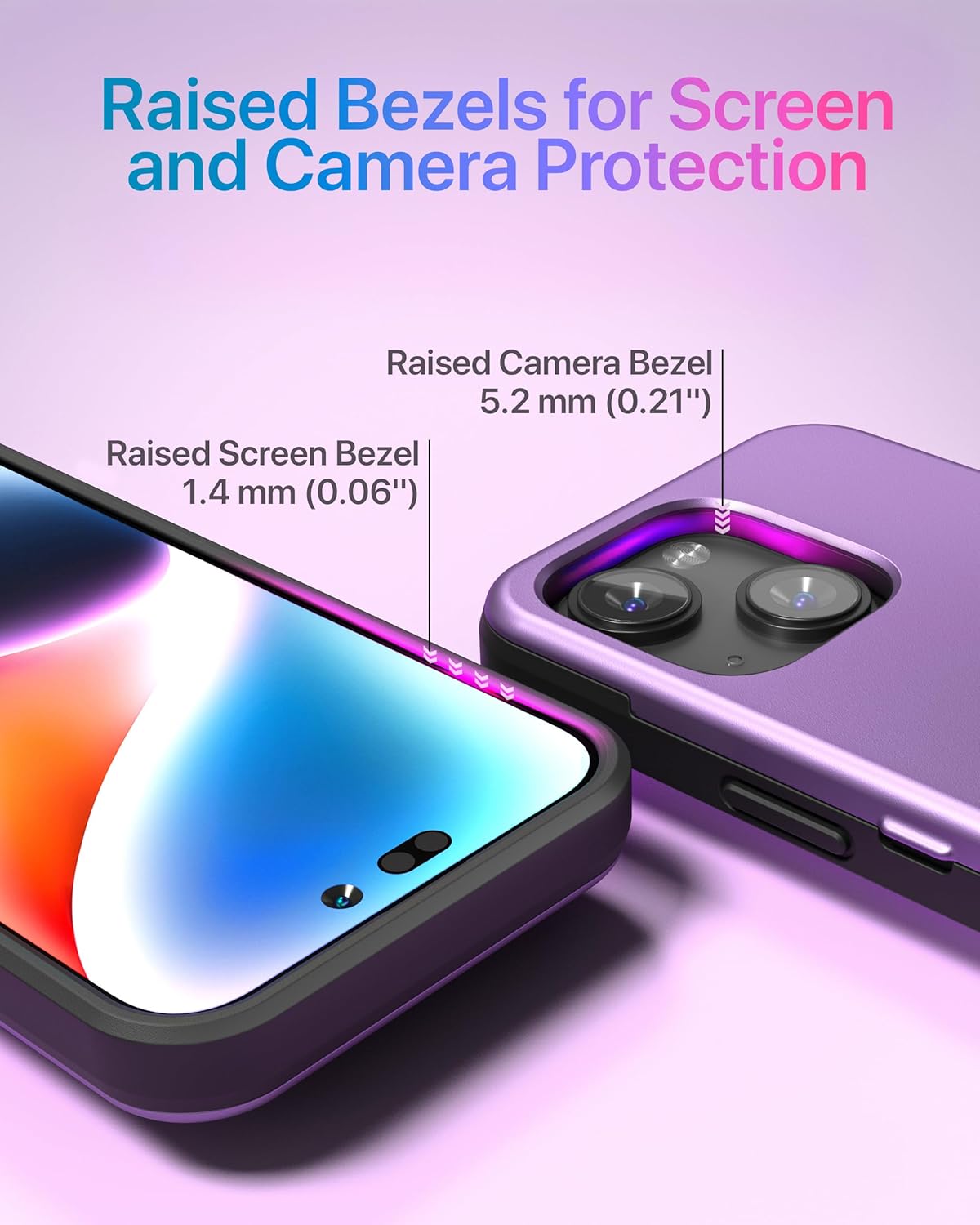 TORU CX Slim for iPhone 15 Case Wallet | Protective Shockproof Heavy Duty Cover with Hidden Card Holder & Card Slot | Mirror & Wrist Strap Included - Purple