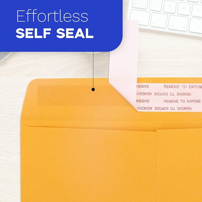 Goefun 9x12 Manilla Envelopes Self Seal, 100 GSM Brown Kraft Large Envelopes - Image 3