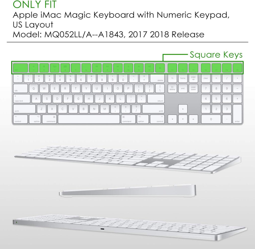 Allinside Transparent Cover for Apple iMac Magic Keyboard with Numeric Keypad MQ052LL/A A1843 US Layout