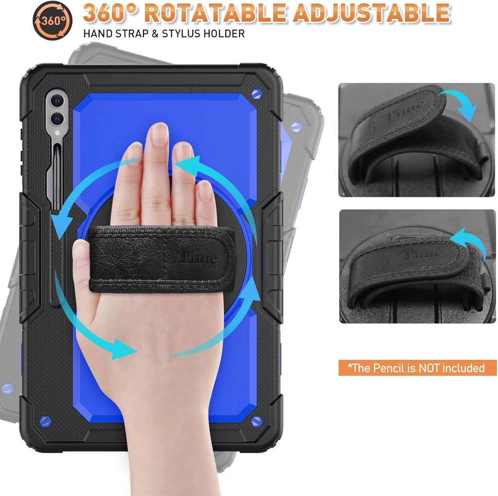 Timecity Case for Samsung Galaxy Tab S10 Ultra/ S9 Ultra/ S8 Ultra Tablet Case 14.6''- Heavy Duty Protective Cover with Screen Protector, Stand, Shoulder Strap & S Pen Holder | Kids-Friendly, Blue