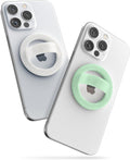 2-Pack Magnetic Phone Grip Holders Compatible with MagSafe, Soft-Touch Silicone Finger Loops for iPhone, Comfortable and Secure Fit (Clear Sparkle & Green Glitter)
