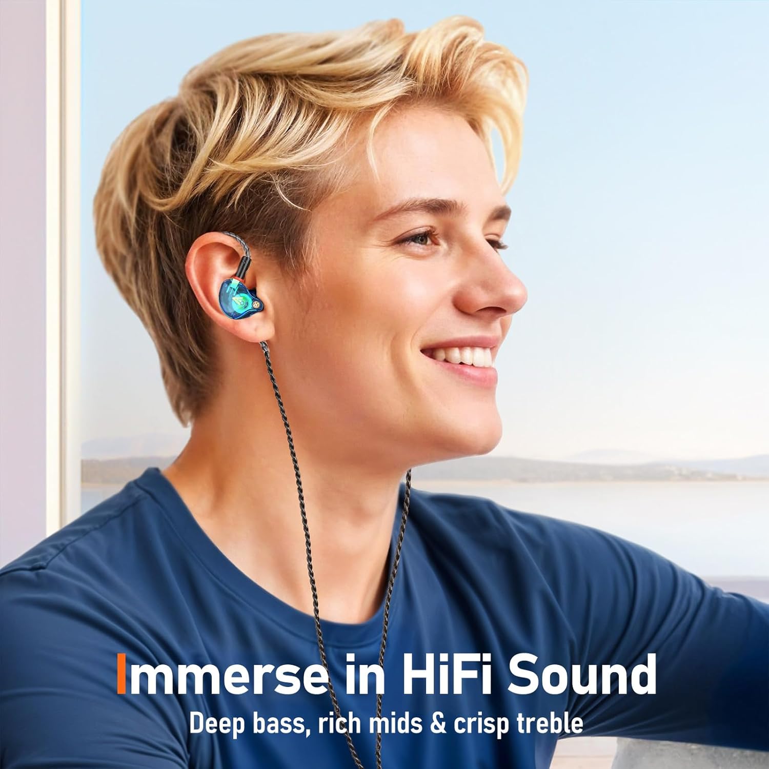 Vibes 202ML Wired Earbuds - HiFi in Ear Headphones for iPhone 5–14, Noise-Isolating Ear Buds w/ Mic - Clear Sound, Deep Bass, Comfort-Fit Earphones - MMCX–Lightning, Silver Plated Cord, Carrying Case