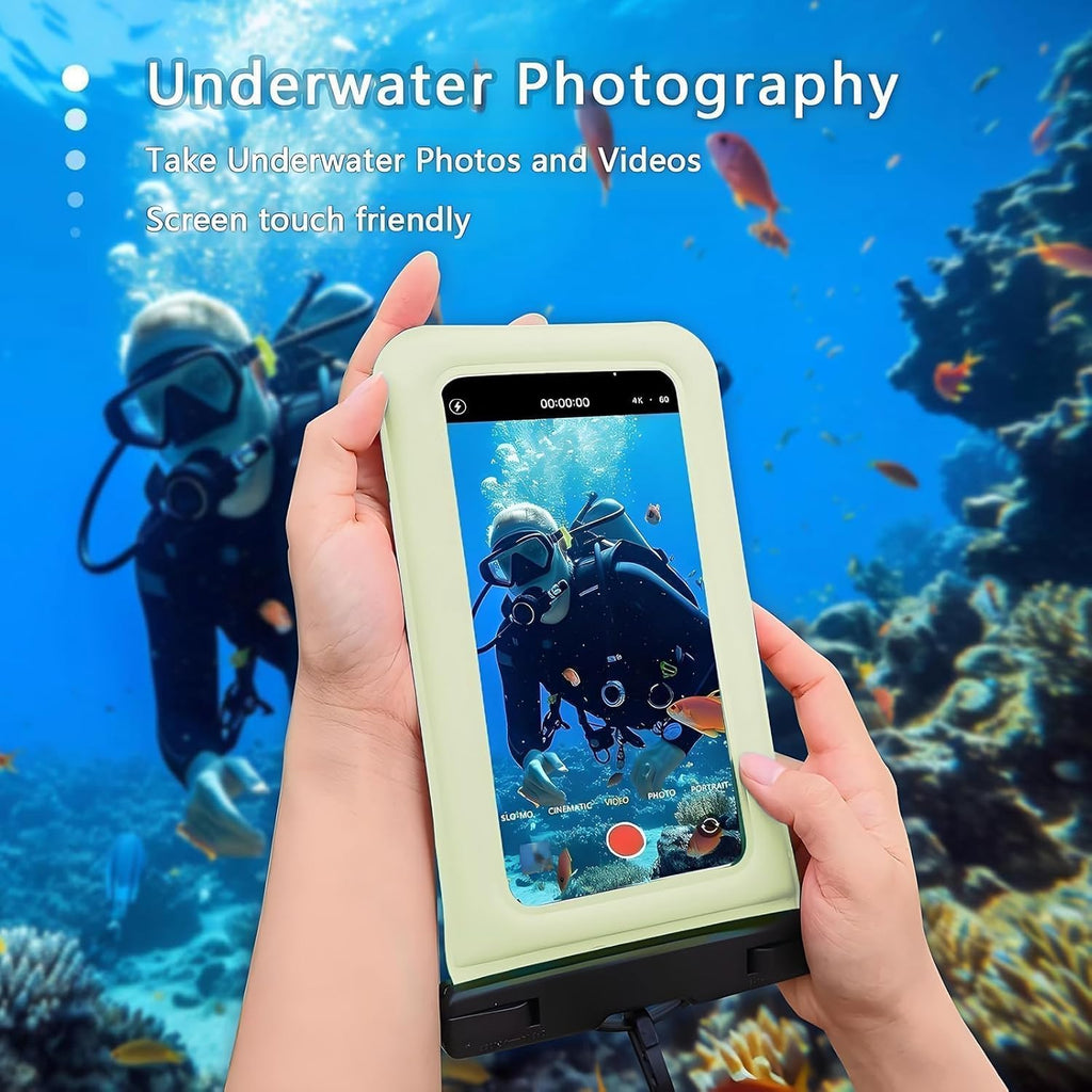 Floatable Soap Bubble Waterproof Phone Pouch/Case with Crossbody Lanyard for iPhone 16 Pro Max/15 Pro/14/13/12, IP68 Cellphone Dry Bag Beach Cruise Ship Essentials, 1 Pack-Mint Green-7″