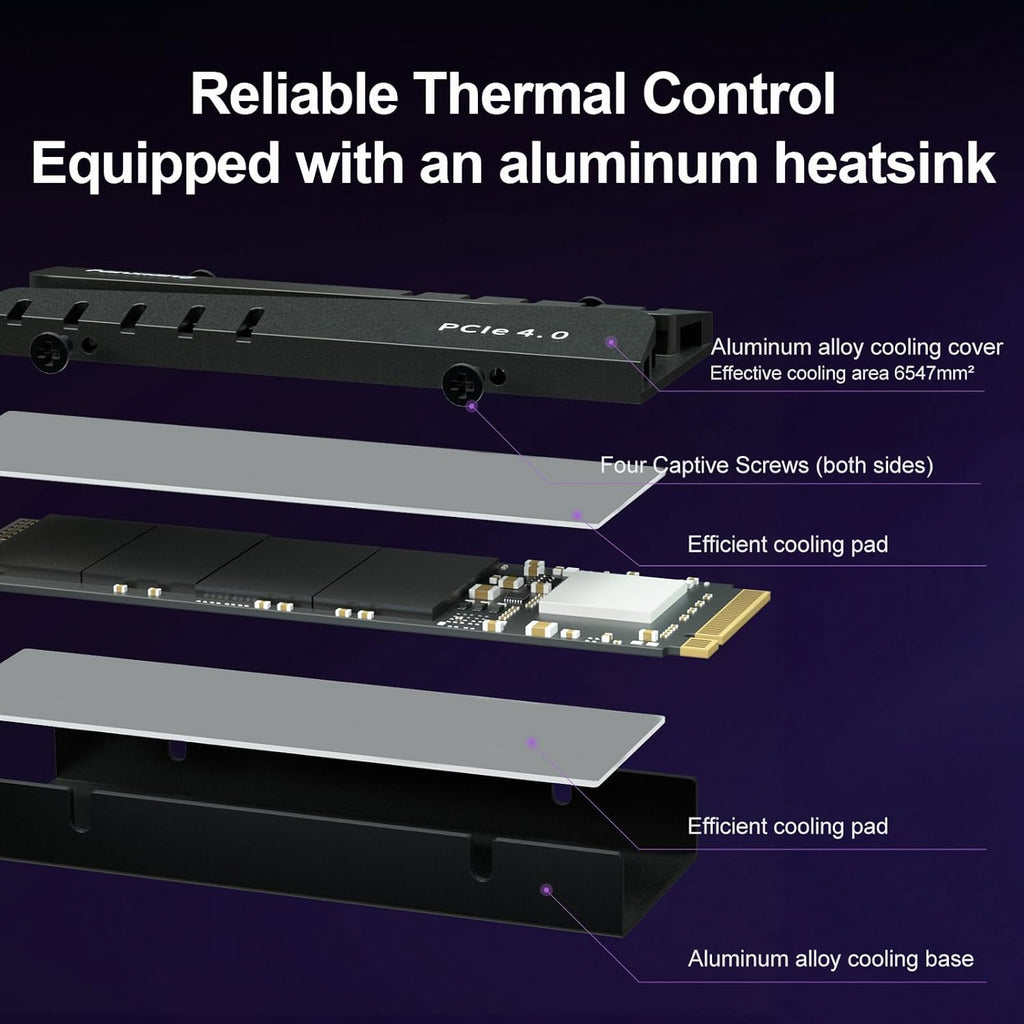 500GB PS5 SSD with Heatsink PCIe Gen4 NVMe M.2 Gaming SSD, 7400MB/s Read, 1GB DRAM Cache, 3D TLC | Internal Solid State Drive Compatible with PS5 & PC(EN855)