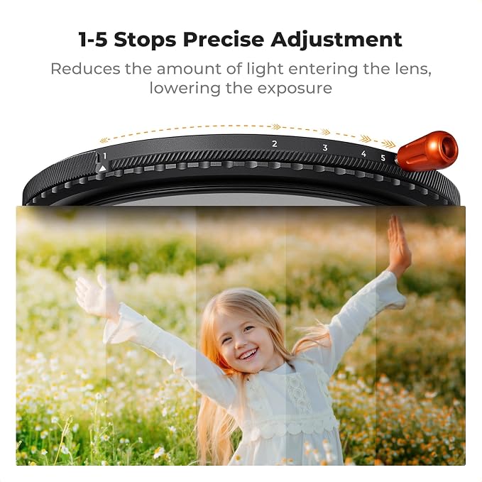 K&F CONCEPT 58mm Black Diffusion Mist Effect 1/4 & Variable ND2-32 & Circular - Image 5