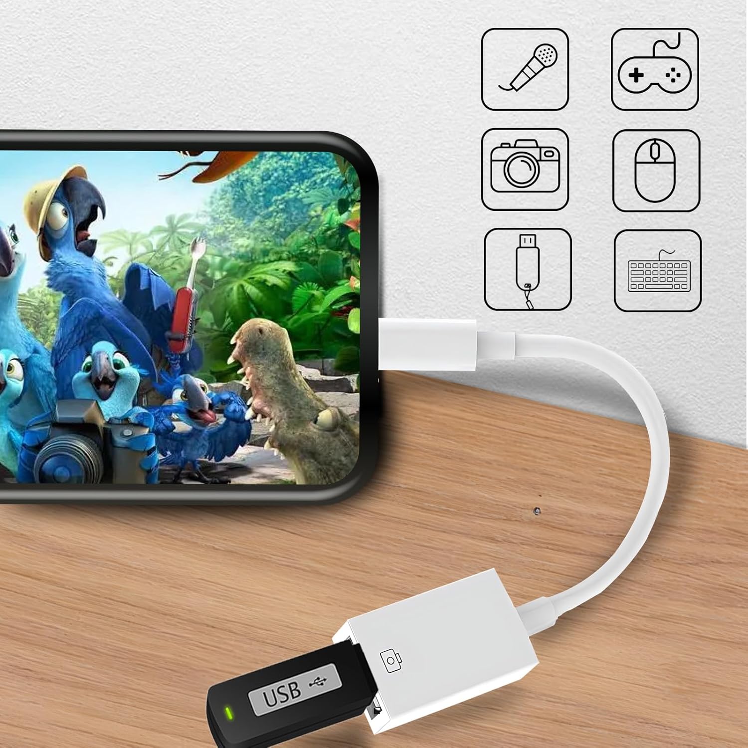 Type-c to USB Adapter, USB-C to USB-A 3.1 Gen1 Female Adapter Cable Converter, 5Gbps High-Speed, for Laptops, Tablets, Phones, USB Flash Drive,Card Reader,MIDI Keyboard, Mouse White