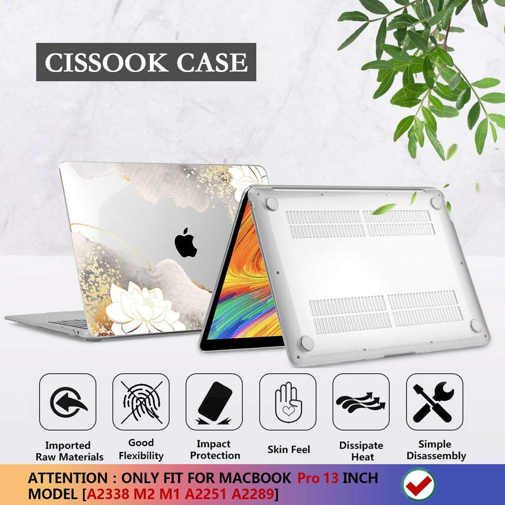 CISSOOK Compatible with MacBook Pro 13 inch Case 2020-2025 Model M1 & M2 A2338 A2251 A2289, Floral Hard Shell Case & Keyboard Cover for MacBook Pro 13 with Touch Bar, Charming Painting