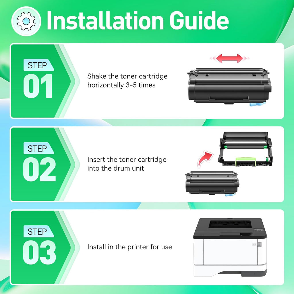 55B1H00 Toner Cartridge Black High Yield with Chip 15,000 Page-Yield Replacement for Lexmark MS331dn MS431dn MS431dw MX331adn MX431adw MX431adn MX432adwe MS331 MS431 MX331 MX431 Laser Printer 55b1000
