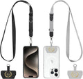 Phone Lanyard 2 Pack, Adjustable Cell Phone Multifuctional Patch Lanyards,Compatible with Most Smartphones and Wallets Keys ID Badges Travel Essentials(Black+Gray) (Lanyard Letter Sign G)