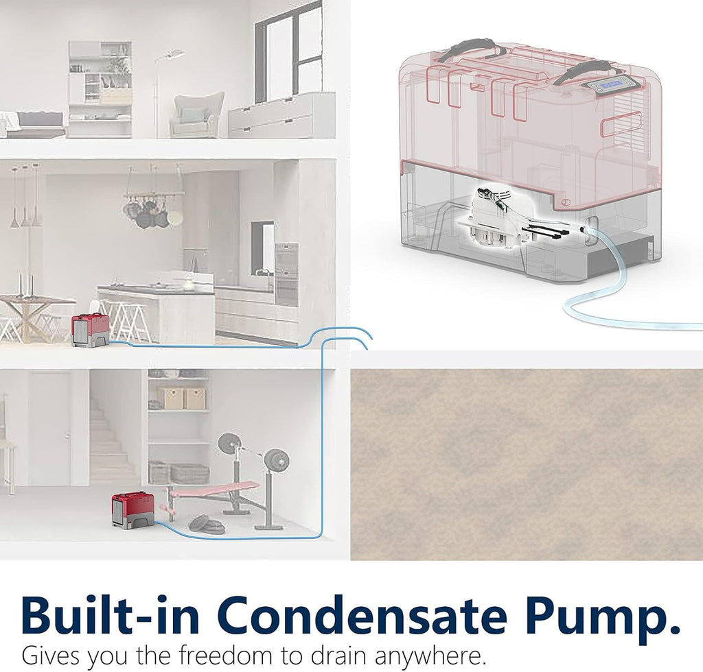 ALORAIR Smart WiFi LGR Commercial Dehumidifier up to 180 PPD (Saturation) with Pump, 5 Years Limited Warranty, Industrial Dehumidifiers APP Control, cETL Listed, for Garage, Flood Restoration