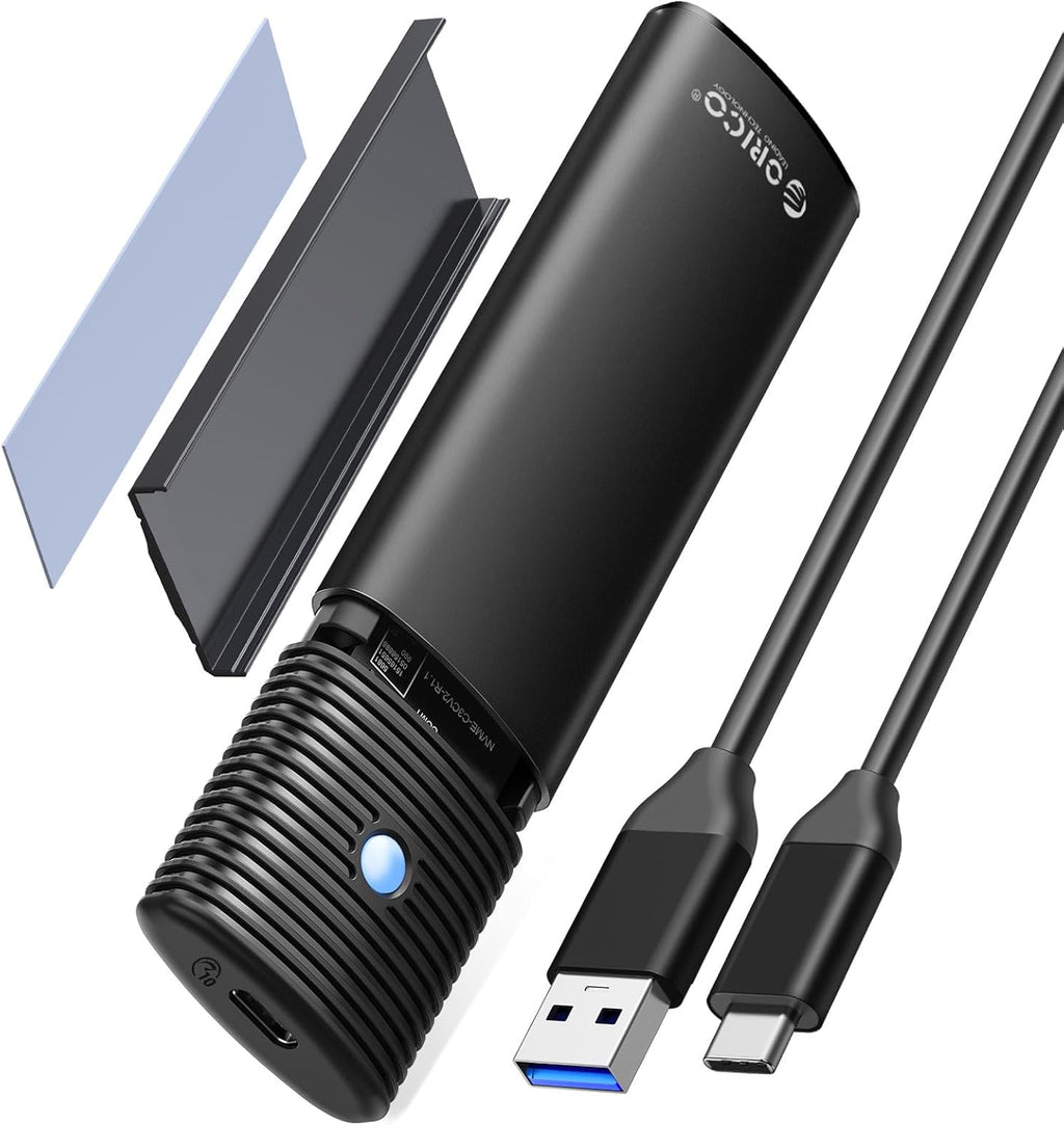 ORICO M.2 NVMe SATA SSD Enclosure Adapter Tool-Free, USB C 3.2 Gen 2 10Gbps NVMe, 5Gbps NGFF SATA PCIe M-Key(B+M Key) 2230/2242/2260/2280, Aluminum External M2 Reader Support UASP Trim- BK(G2A)