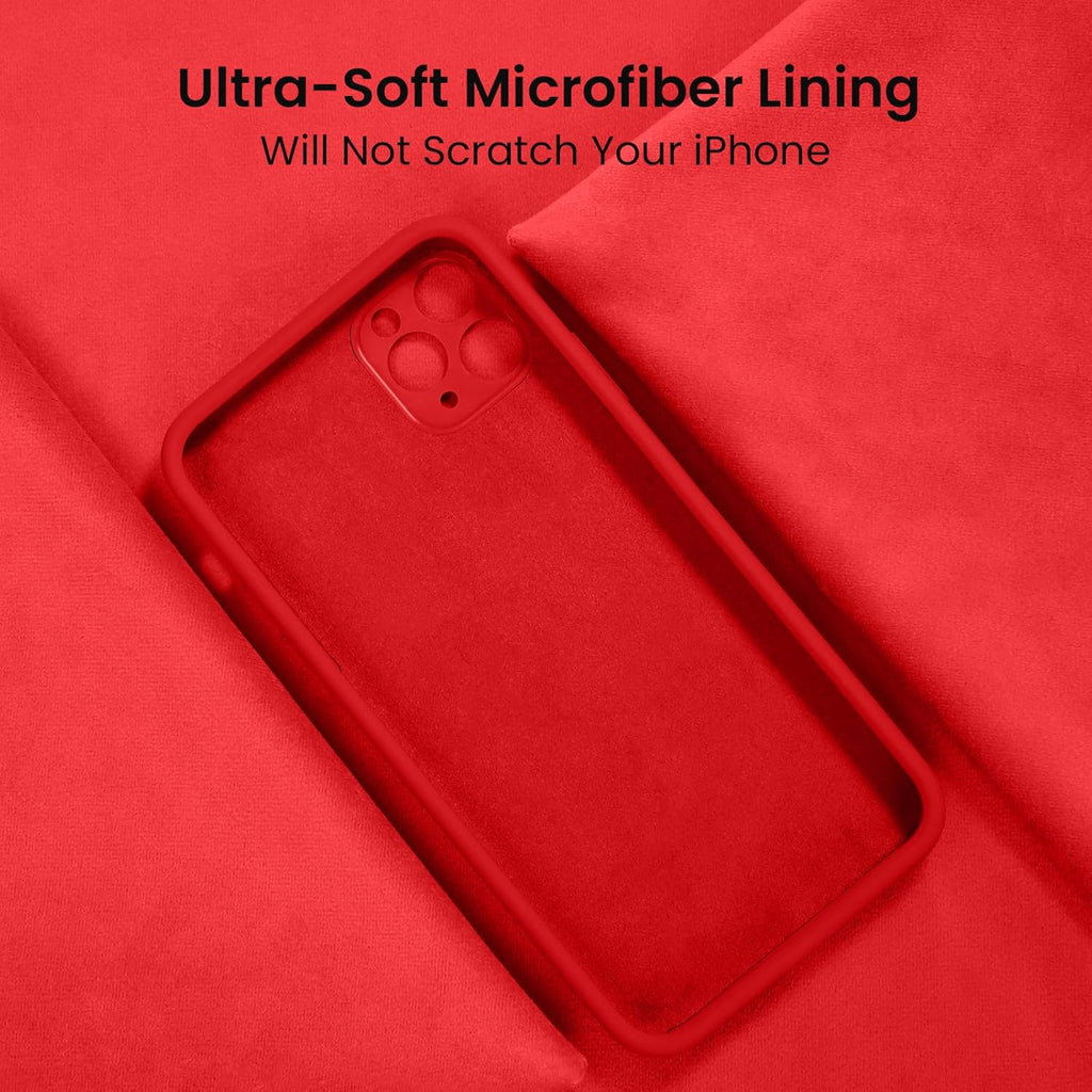 FireNova Designed for iPhone 13 Pro Max Case, Silicone [Camera Protection] Phone Case with [2 Screen Protectors], Soft Anti-Scratch Microfiber Lining Inside, 6.7 inch, Red