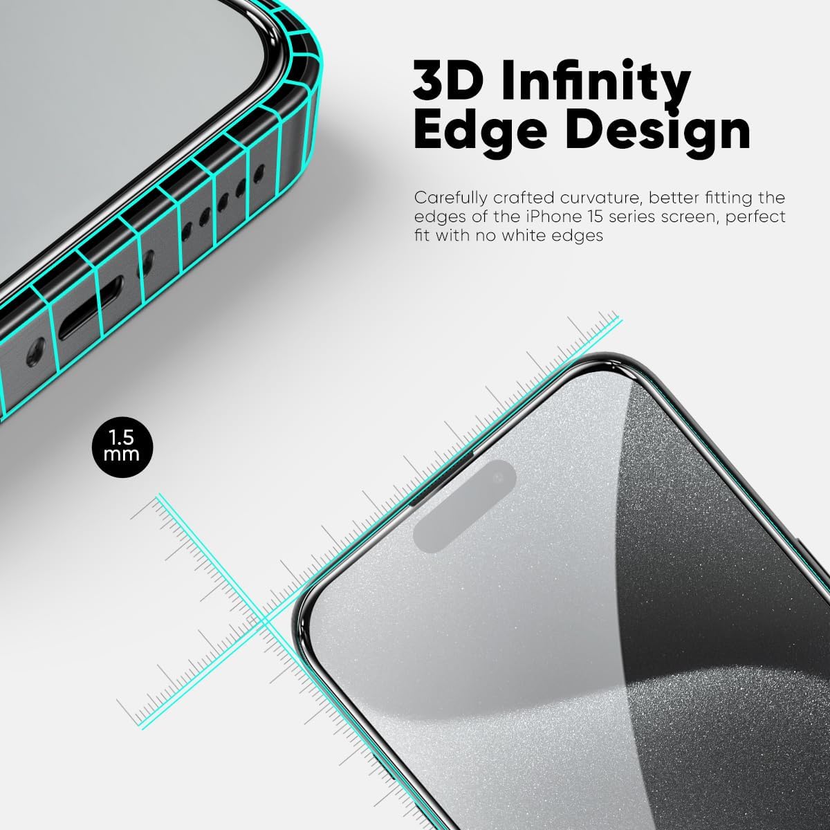 FLOLAB NanoArmour ONETIME PRO for iPhone 15 Pro Max Screen Protector, Anti-Reflective, Anti-Rainbow, 3D Tempered Glass, Ultra Clear, Edge Reinforced, Easy Install, Dust-Free, Scratch Resistant