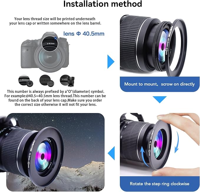 40.5mm Lens to 62mm Camera Lens Adapter, 40.5mm to 62mm Filter Step up Ring - Image 5