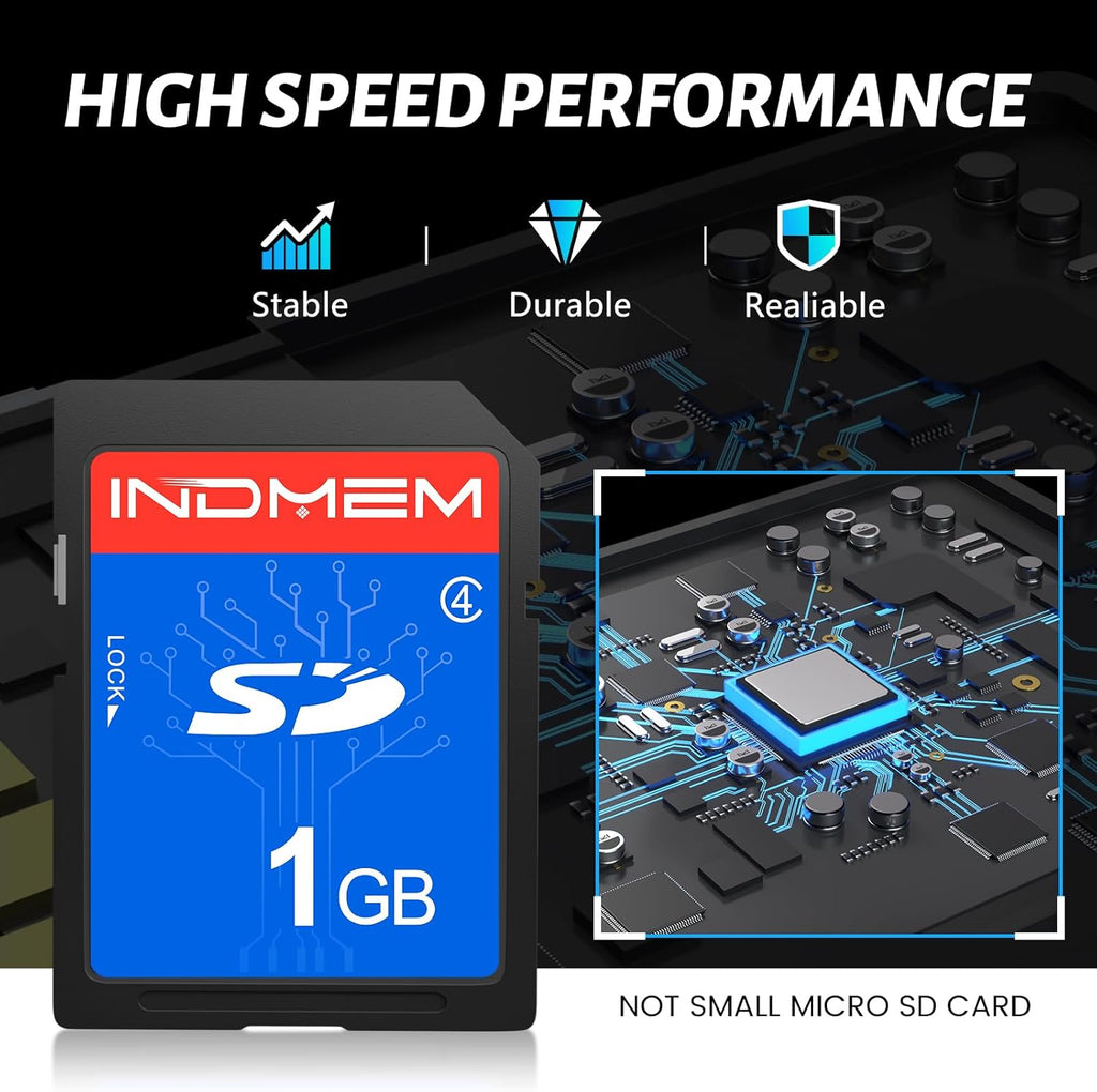 INDMEM SD Card 1GB, 6 Packs Class 4 1GB Flash Memory Card MLC Standard Secure Digital Cards Camera Card