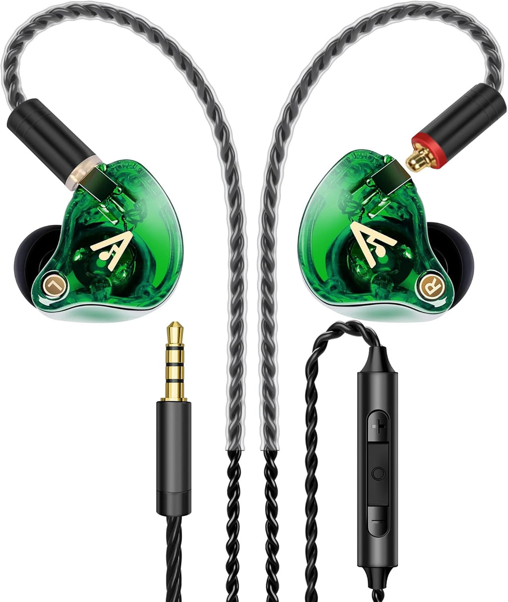 Vibes 202M Wired Earbuds - HiFi in Ear Monitor Headphones - Noise-Isolating Ear Buds w/ Mic - Clear Sound, Deep Bass & Comfort-Fit Gaming Earphones - MMCX to 3.5mm & Silver Plated Cord, Carrying Case