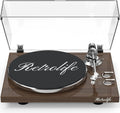Turntable Record Player Wireless Output Vinyl Players Aluminium Platter and Tonearm Belt-Drive LP Turntables 33 45 RPM Phono Audio AT-3600L MM Cartridge RCA Line USB Digital to PC Recording Dark Brown