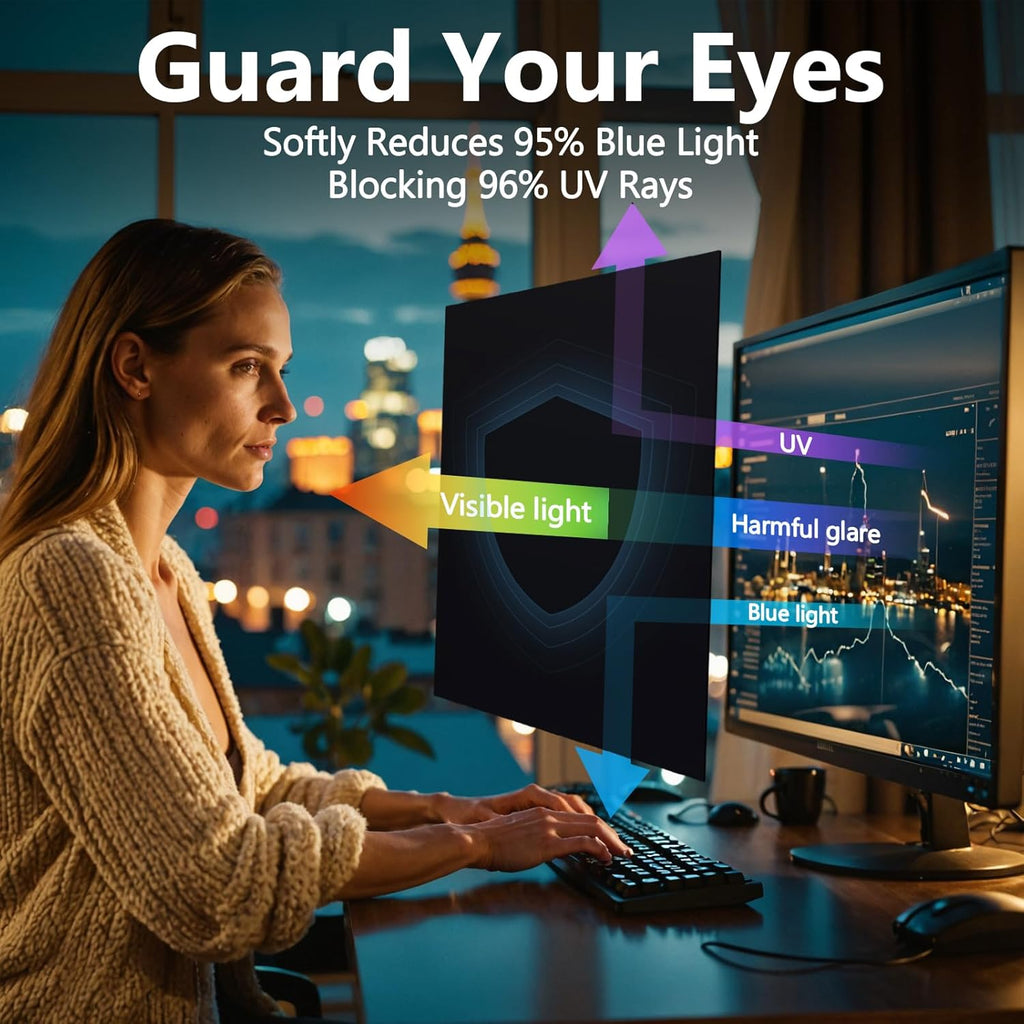 Magnetic Computer Privacy Screen Shield 23 Inch for Frameless Monitor Thin Bezel 16:9 Widescreen, Hanging Removable Anti Blue Light Privacy Filter Protector Eye Protection