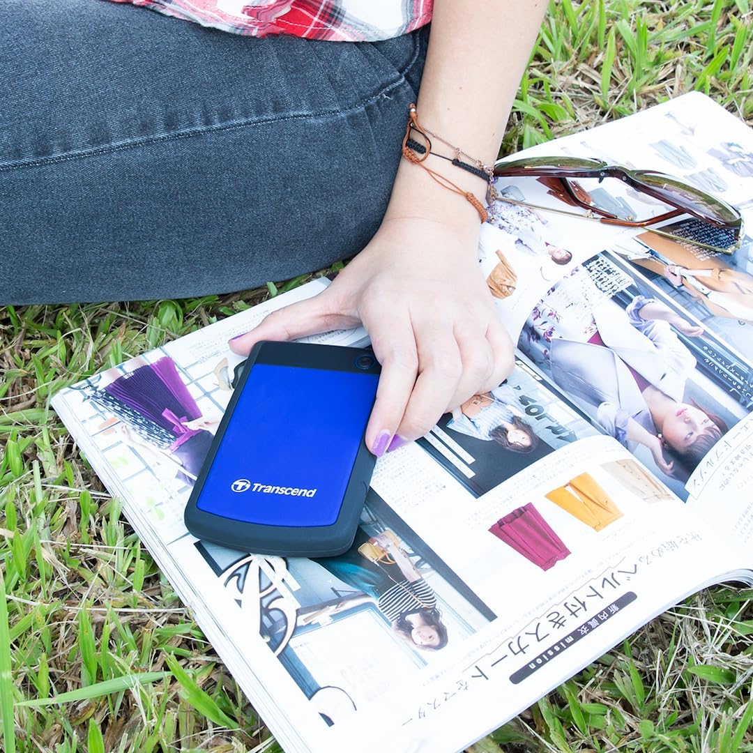 Transcend 4TB External Hard Drive, for PS4/PC/Mac/Desktop/Laptop/Xbox One/Xbox 360, USB3.1Gen1 (5Gbps) Type-A Portable HDD, One Touch Auto-Backup, Shock Resistant, Three-Stage Shock Protection System