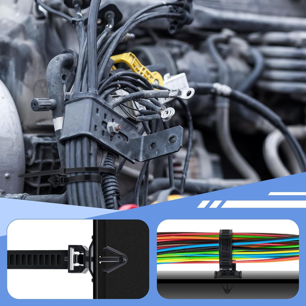 200pcs Car Wire Loom Routing Clips Push Mount Cable Tie Assortment 15 Sizes Car Harness Routing Clips Universal Wiring Harness Clip Replacement Parts for Automotive