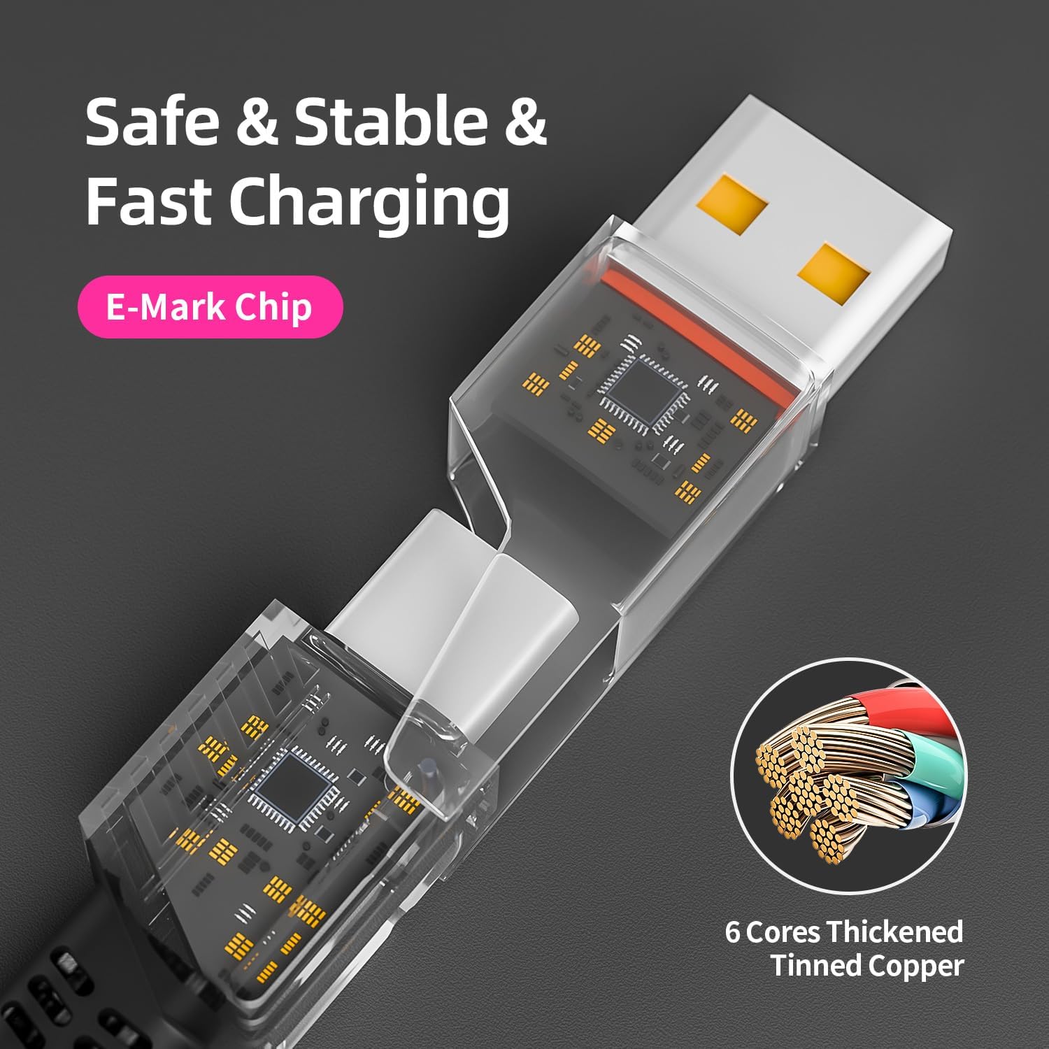 IDISON USB C Cable, 240W MAX 4 in 1 Charging Cord 5FT with E-Mark Chip, Fast Charging USB A/C to C/Lightning Cable for iPhone 16/15/14/13 Series, MacBook/Pad/Android/Tablets and More