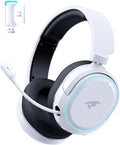 Wireless Gaming Headset, 7.1 Surround Sound, 2.4GHz USB Gaming Headphones with Bluetooth 5.4, 100H Battery, ENC Noise Canceling Mic, RGB Light, Wireless Headset for PC PS5 PS4 Mac Switch (Black-White)