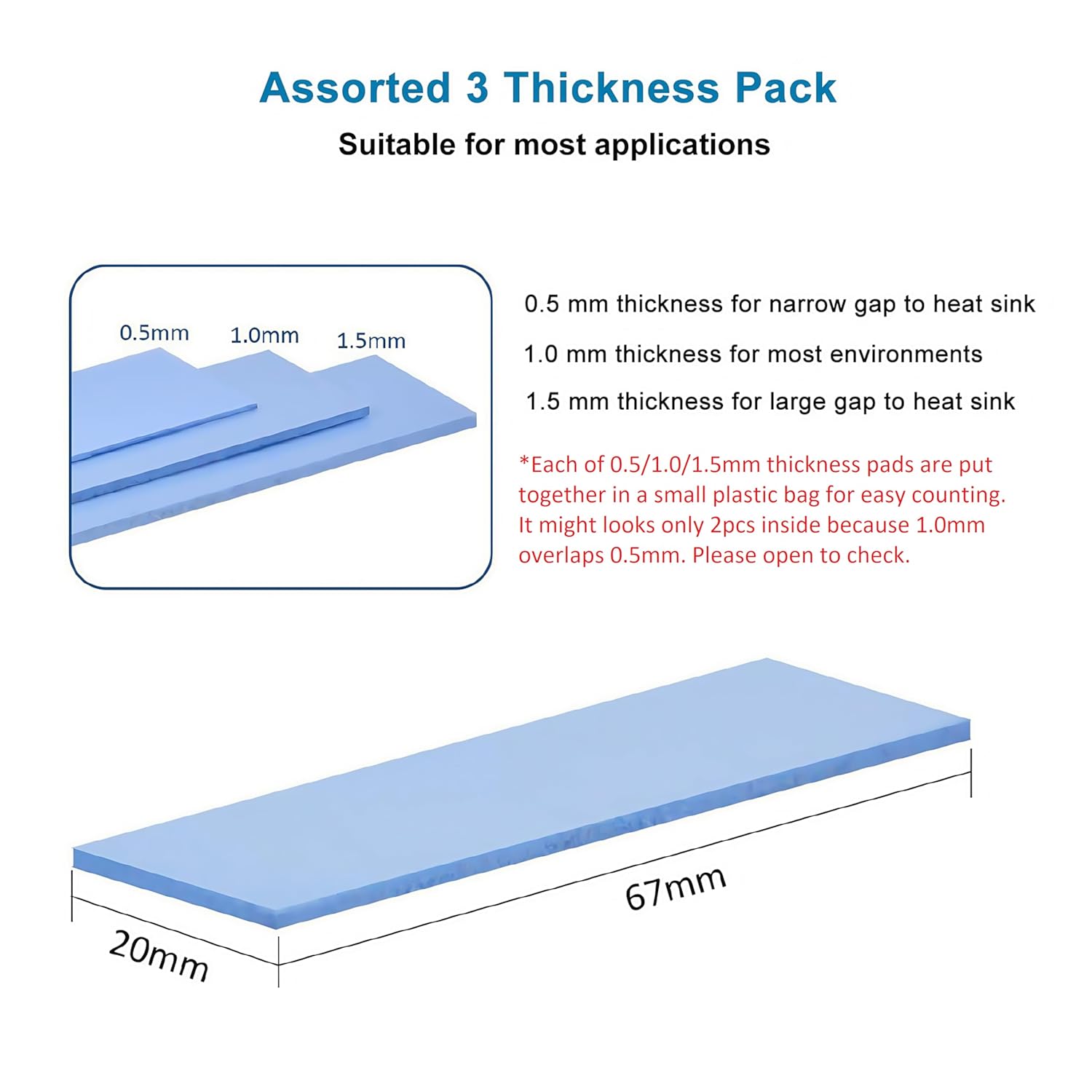 A ADWITS [ 12-Pack ] Thermal Conductive Silicone Pads, Soft Safe Simple to Apply for SSD CPU GPU LED IC Chipset Cooling -Blue
