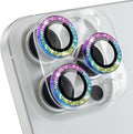 Choiche Compatible for iPhone 16 Pro/iPhone 16 Pro Max Camera Lens Protector, Bling Camera Cover with 9H Tempered Glass Lens Screen Protector Metal Ring Decoration Accessories (Clear-Colorful)