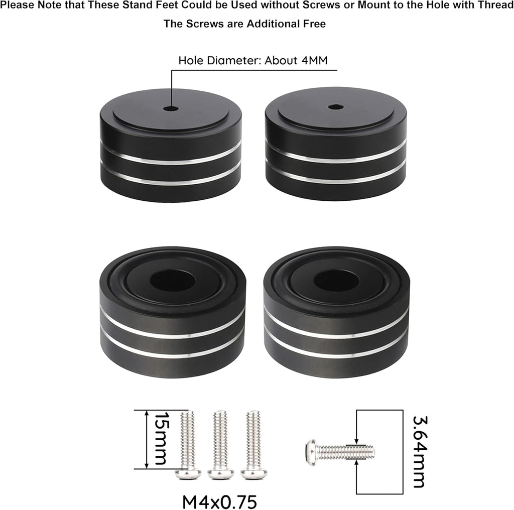 Audiocrast 4X HiFi Speaker Spikes Isolation Stand Feet Pad Aluminum 40x20mm Audio Isolators Amplifier Shock Absorber Non-Slip Hi-End Floor Protector for Subwoofer DAC CD Turntable Amp