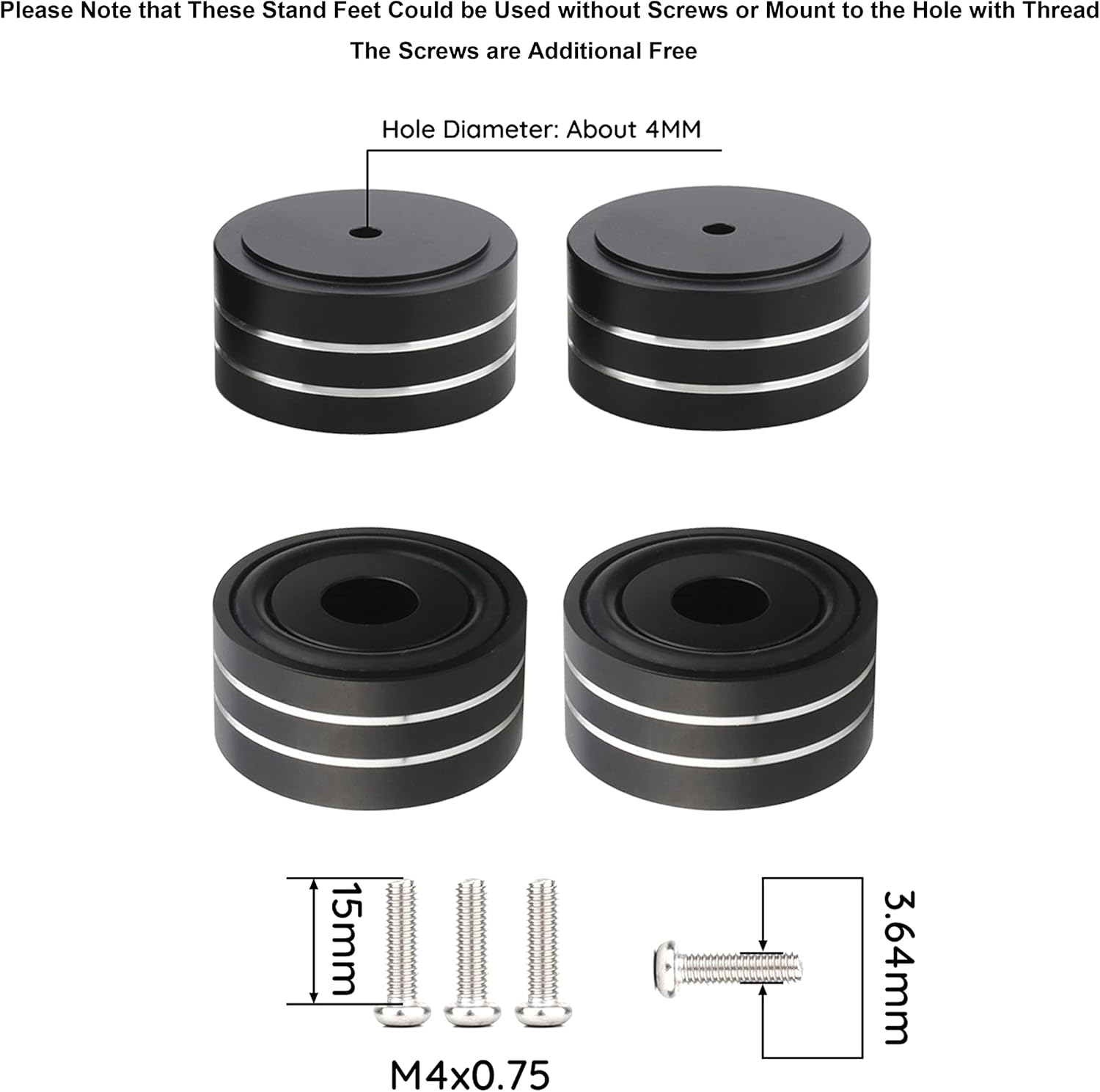 Audiocrast 4X HiFi Speaker Spikes Isolation Stand Feet Pad Aluminum 40x20mm Audio Isolators Amplifier Shock Absorber Non-Slip Hi-End Floor Protector for Subwoofer DAC CD Turntable Amp