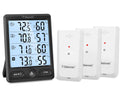 Geevon Indoor Outdoor Thermometer Wireless 3 Remote Sensors, 5-Inch Display Digital Hygrometer Thermometer Temperature Humidity Monitor with 8S Backlight, Battery-Powered (Black)