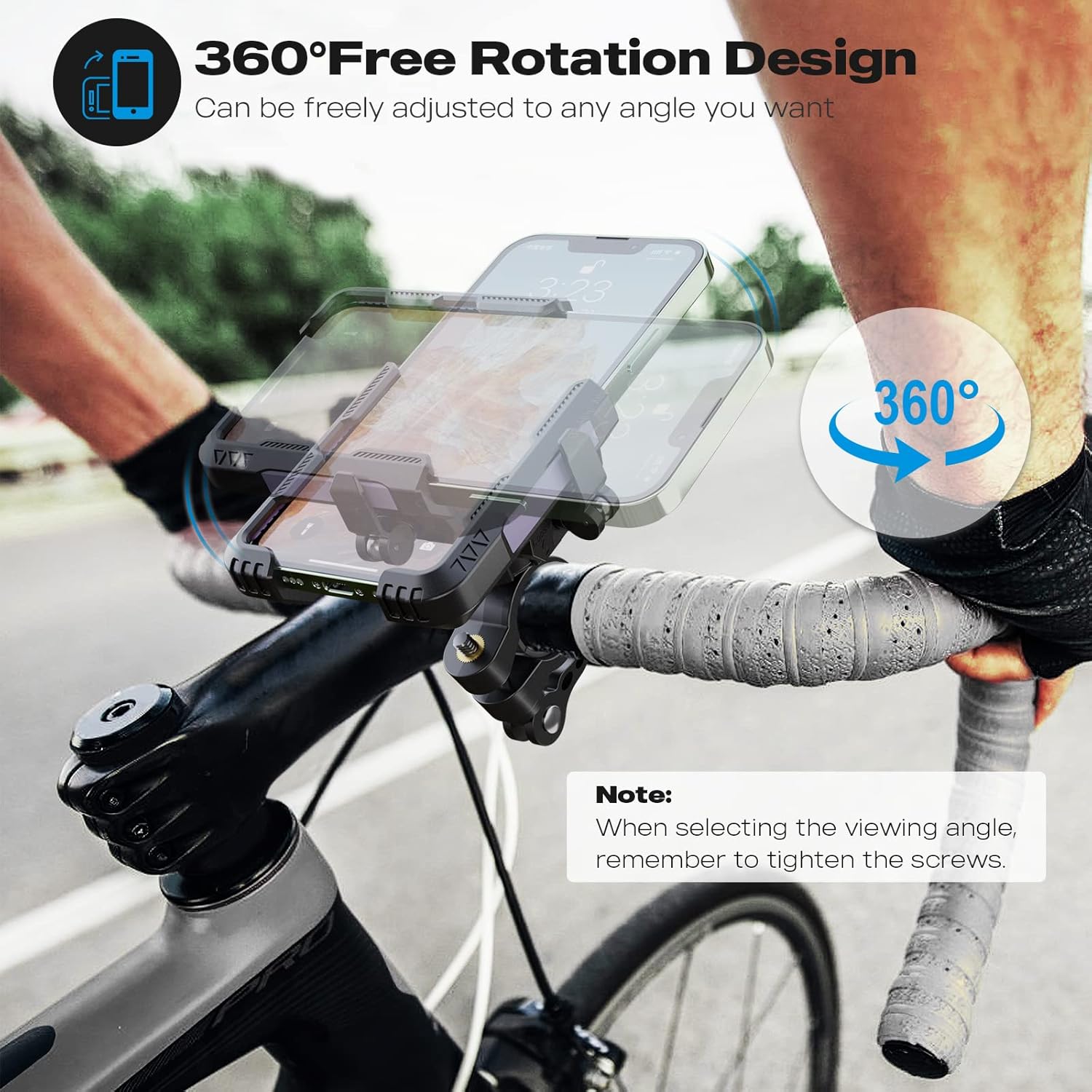 New Upgraded Bike Phone Mount Holder Two Connectors Quickly Lock and Release,360°Rotatable Bicycle Motorcycle Scooter Accessories Handlebar Phone Clip Suitable for 4.0"-7.0" Smartphone (Purple)